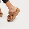 Remi Verstelbare Slides voor Vrouwen - Leder - Bruin