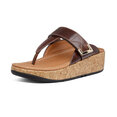 Remi Verstelbare Toe-Thongs Slippers voor Vrouwen - Leder - Bruin