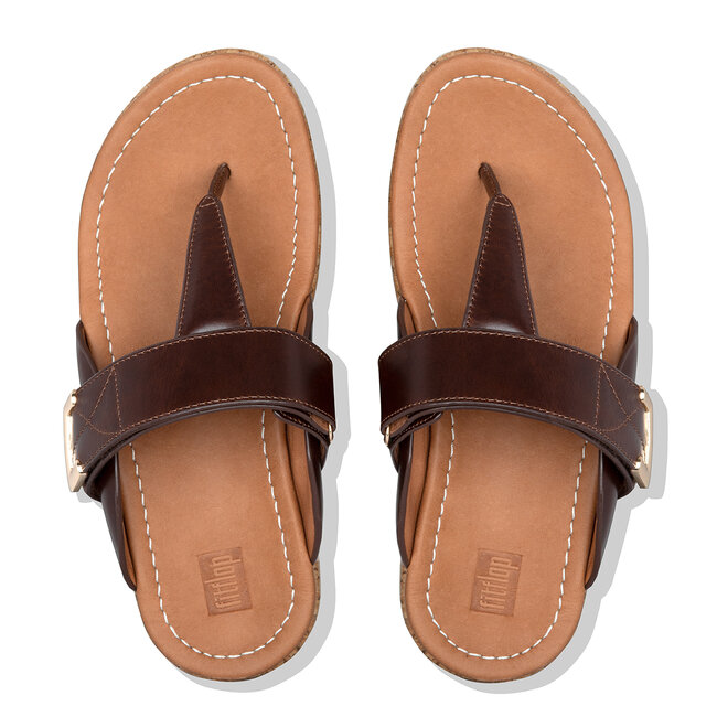 Remi Verstelbare Toe-Thongs Slippers voor Vrouwen - Leder - Bruin
