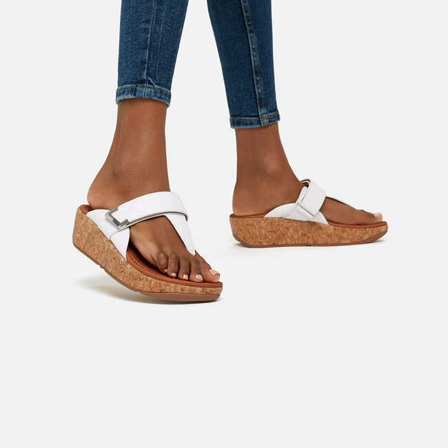 Remi Verstelbare Toe-Thongs Slippers voor Vrouwen - Leder - Wit