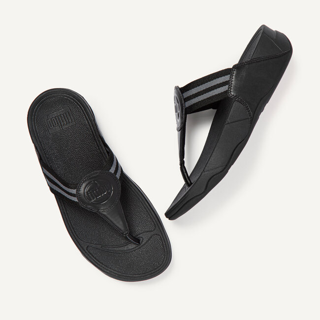 Walkstar Toepost Brede Pasvorm Slippers voor Vrouwen - Mix Leder & Synthetisch - Zwart