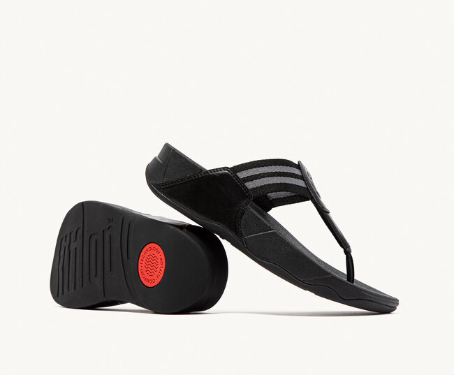 Walkstar Toepost Brede Pasvorm Slippers voor Vrouwen - Mix Leder & Synthetisch - Zwart