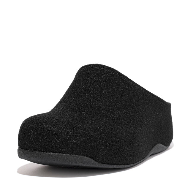 FitFlop Shuv  pantoffels  sloffen zwart  comfortabel  Microwobbleboard-zool technologie