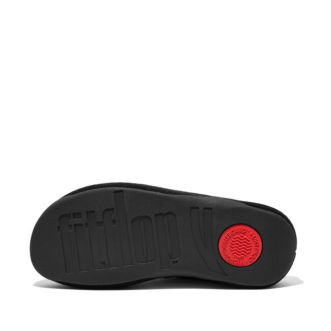 FitFlop Shuv  pantoffels  sloffen zwart  comfortabel  Microwobbleboard-zool technologie