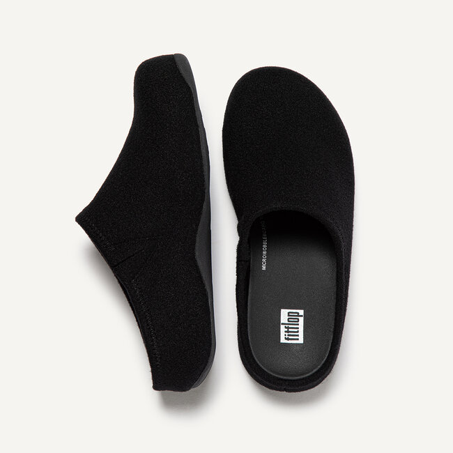 FitFlop Shuv  pantoffels  sloffen zwart  comfortabel  Microwobbleboard-zool technologie