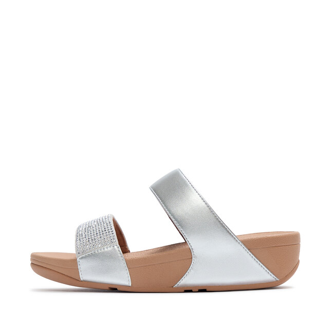 FitFlop Lulu Dames Slide - Zilver - Met Glitters en Sierstenen