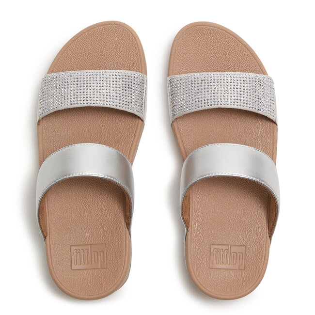 FitFlop Lulu Dames Slide - Zilver - Met Glitters en Sierstenen