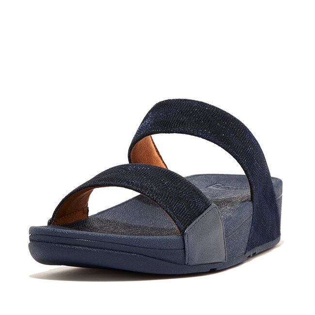 FitFlop Lulu Dames Slide - Donkerblauw Geo Glitz - Met Glitters en Patroon