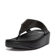Lulu Geo Laser Sleek Toepost Slippers voor Vrouwen - Leder - Zwart