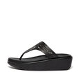 Lulu Geo Laser Sleek Toepost Slippers voor Vrouwen - Leder - Zwart