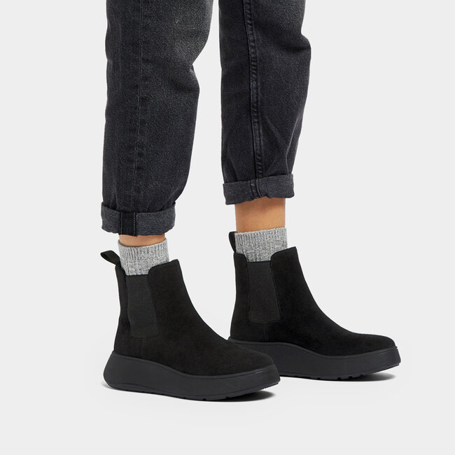 F-Mode Suede Chelsea Laarzen- suede- zwart - comfortabel  Microwobbleboard-zool technologie