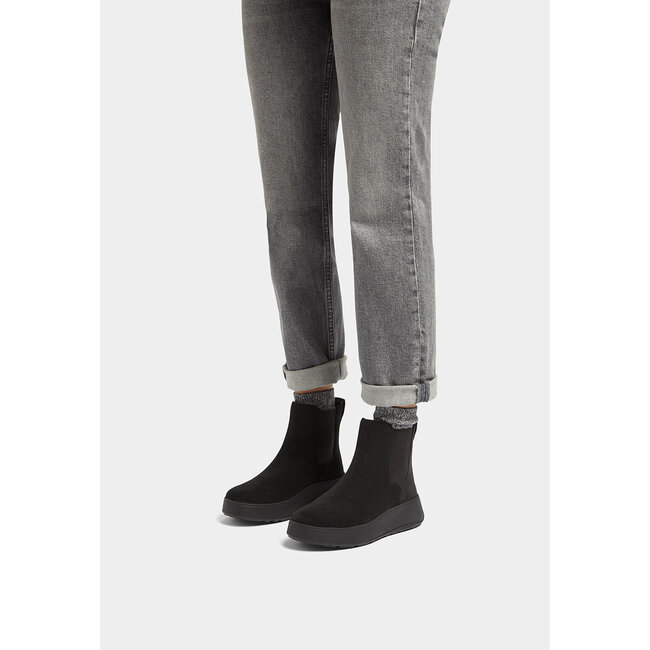 F-Mode Suede Chelsea Laarzen- suede- zwart - comfortabel  Microwobbleboard-zool technologie