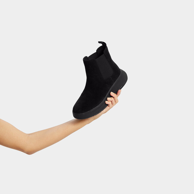 F-Mode Suede Chelsea Laarzen- suede- zwart - comfortabel  Microwobbleboard-zool technologie