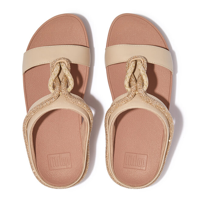 Fino Crystal-Cord Leather Slides