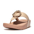 Lulu Crystal-Circlet Leather Toe-Post Sandals