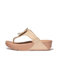 Lulu Crystal-Circlet Leather Toe-Post Sandals