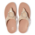 Lulu Crystal-Circlet Leather Toe-Post Sandals