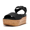 Eloise Cork-Wrap Leather Back-Strap Wedge Sandals