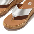 F-Mode Leather/Cork Flatform Toe-Post Sandals