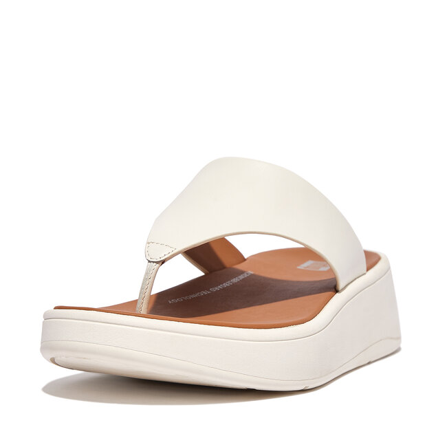 F-Mode Leather Flatform Toe-Post Sandals