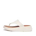 F-Mode Leather Flatform Toe-Post Sandals
