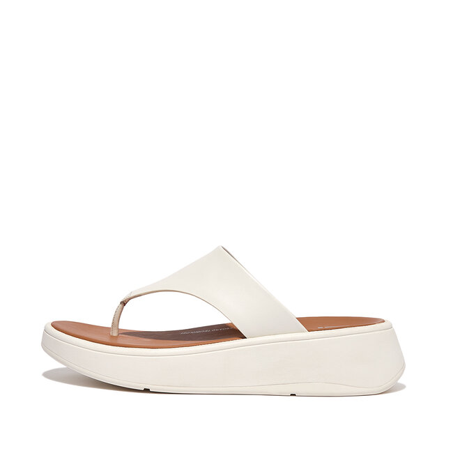 F-Mode Leather Flatform Toe-Post Sandals