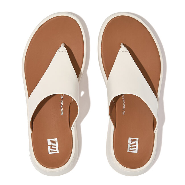 F-Mode Leather Flatform Toe-Post Sandals