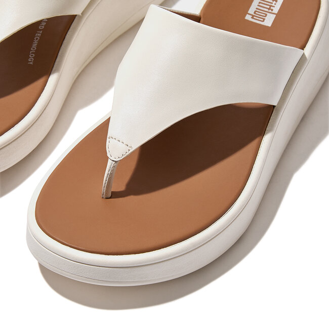 F-Mode Leather Flatform Toe-Post Sandals