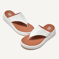 F-Mode Leather Flatform Toe-Post Sandals