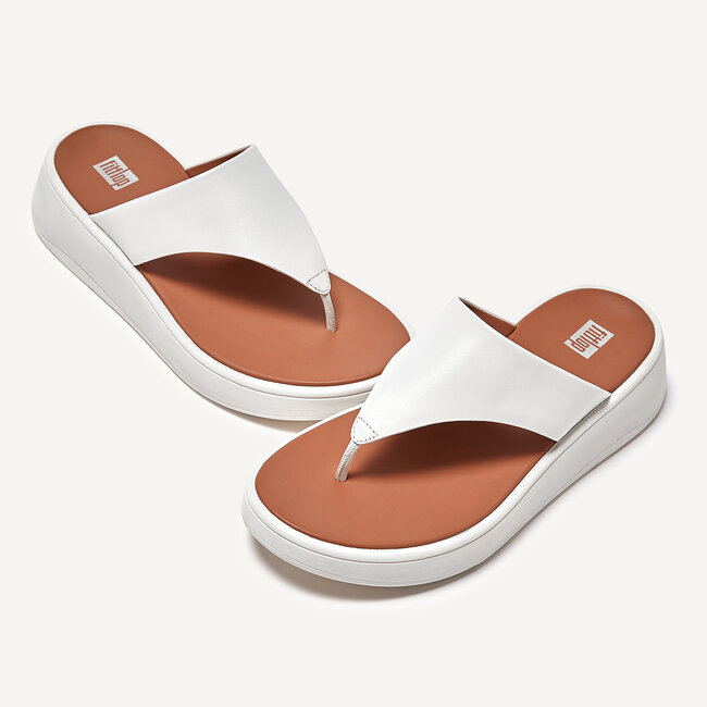 F-Mode Leather Flatform Toe-Post Sandals