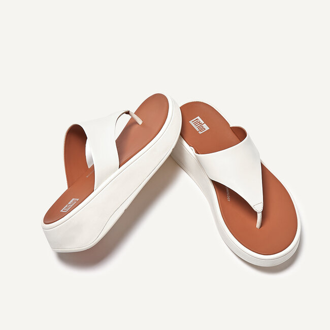 F-Mode Leather Flatform Toe-Post Sandals