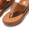 F-Mode Leather Flatform Toe-Post Sandals