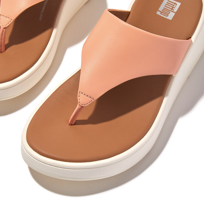 F-Mode Leather Flatform Toe-Post Sandals