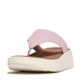 F-Mode Leather Flatform Toe-Post Sandals