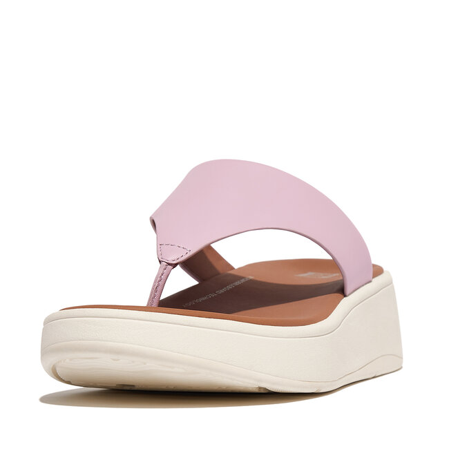 F-Mode Leather Flatform Toe-Post Sandals