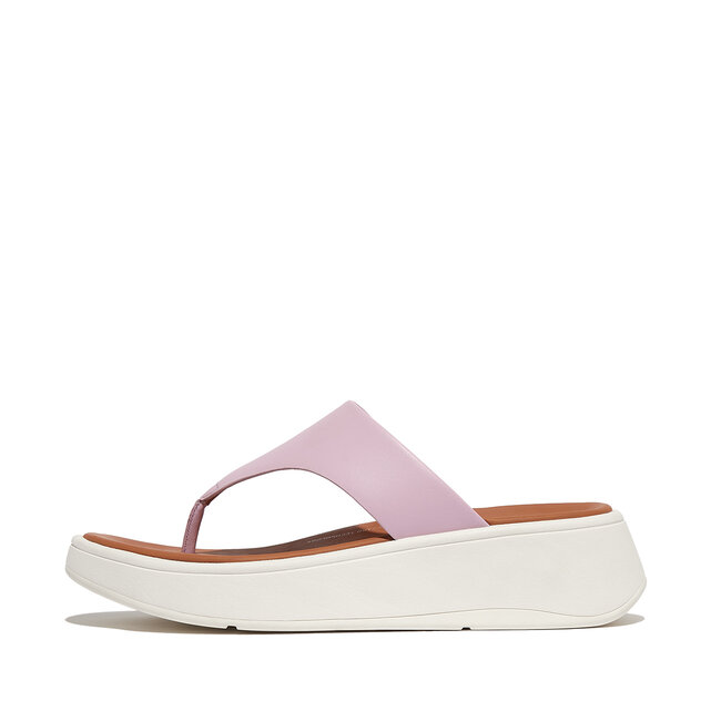 F-Mode Leather Flatform Toe-Post Sandals
