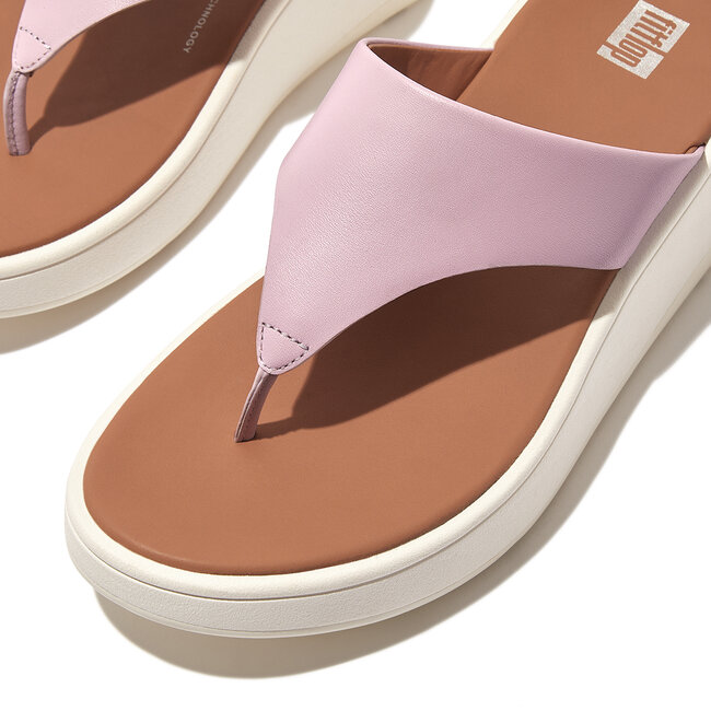 F-Mode Leather Flatform Toe-Post Sandals