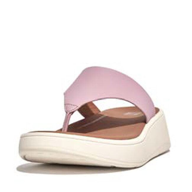 F-Mode Leather Flatform Toe-Post Sandals