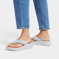 F-Mode Buckle Canvas Flatform Toe-Post Sandals