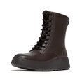 F-Mode Leather Lace-Up Flatform Ankle Boots