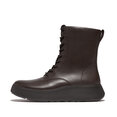 F-Mode Leather Lace-Up Flatform Ankle Boots