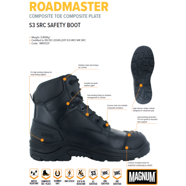 MAGNUM veiligheidsschoenen heren - Roadmaster CT Cp  - Zwart