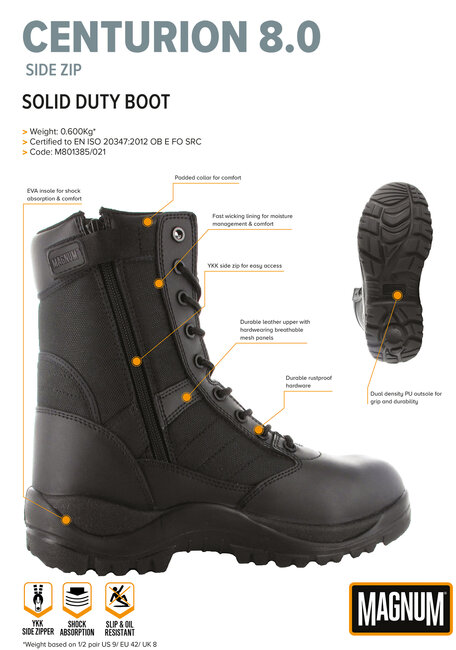 MAGNUM uniformschoenen heren - Centurion 8.0 Sidezip  - Zwart