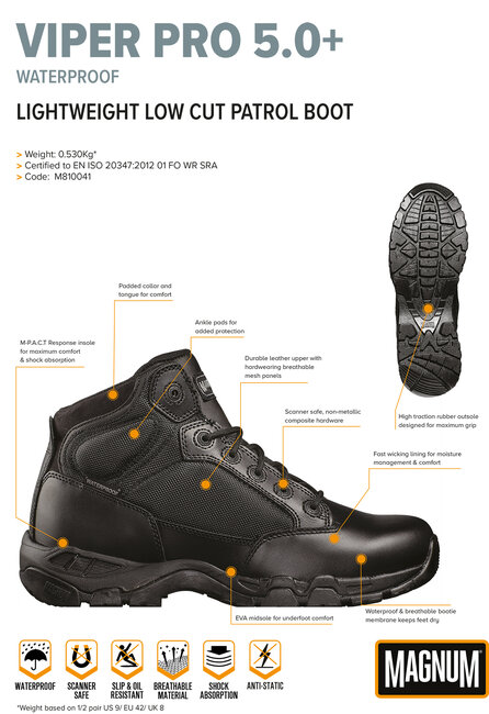 MAGNUM uniformschoenen heren -Viper Pro 5.0 En + - Waterproof - Zwart