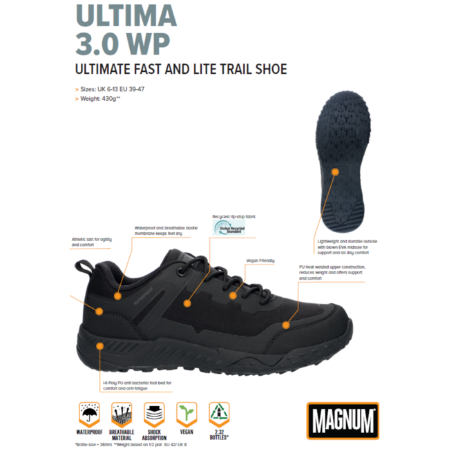 MAGNUM uniformschoenen heren -Ultima 3.0 - Waterproof - Zwart