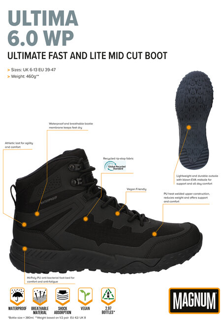 MAGNUM uniformschoenen heren -Ultima 6.0 - Waterproof - Zwart