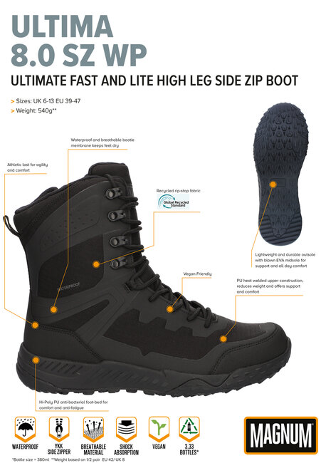 MAGNUM uniformschoenen heren -Ultima 8.0 - Waterproof - Zwart