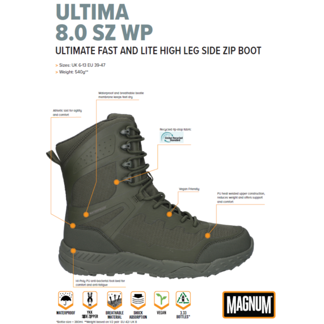 MAGNUM uniformschoenen heren -Ultima 8.0 - Waterproof - Groen