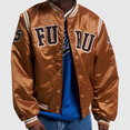FUBU College Satin Varsity Jacket brown/black/creme