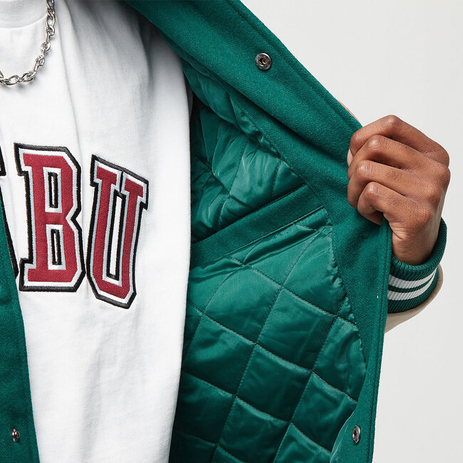 FUBU College Varsity Jacket green/creme/brown